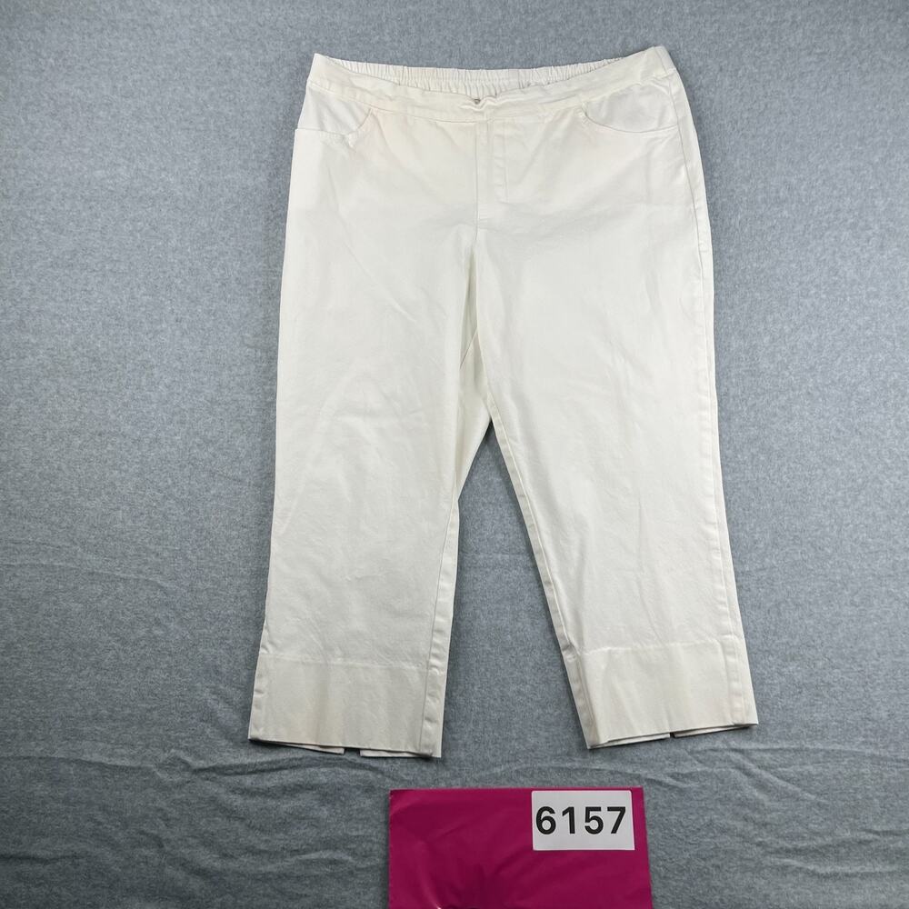 Isaac Mizrahi Live Crop Capri Pants Womens Size 16P White Elastic Waist Petite